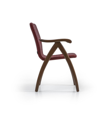 Moderne stoel met armleuningen lederen zitting ontwerp houten eetkamerstoelen.