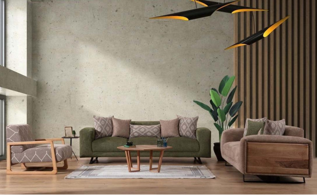 Stijlvolle woonkamer zitmeubelen Designer bankstel vierzits fauteuil