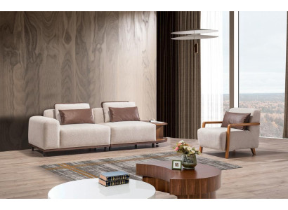 Beige woonkamer zitgroep designer bankstel 2+1 zitter luxe bankstellen