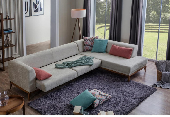 Grijze hoekbank L-vorm woonlandschap woonkamer bankstellen luxe banken