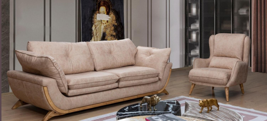 Beige zitgroep Luxe banken Designer bankstel 3+1 zits meubels