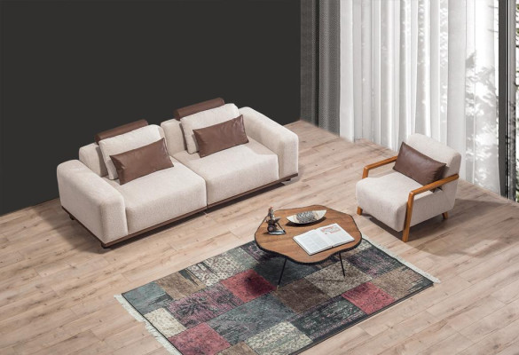 Beige woonkamer sofa set Exclusieve 2-zits textiel fauteuil Bekleed meubilair