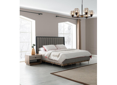 Grijs slaapkamer set Luxe bed 2x nachtkastjes Stijlvolle set.