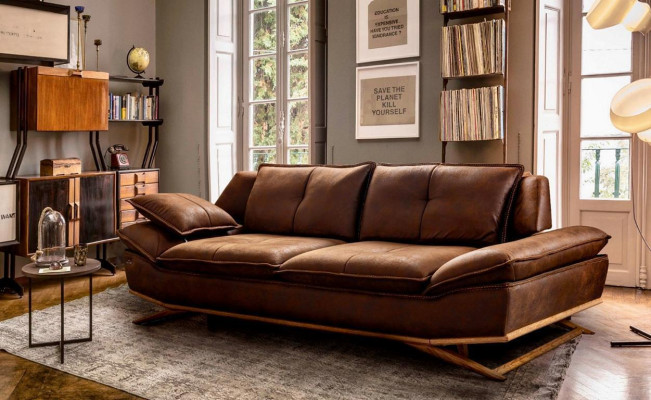 Moderne Bruine Kleur 3-Zitsbank Comfort en Stijl in één Ensemble Nieuw