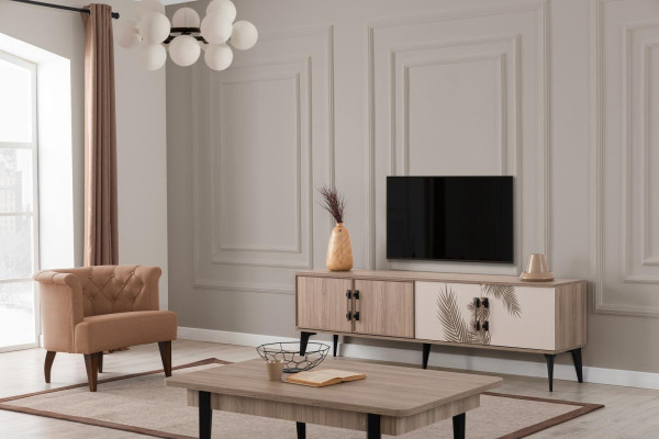 Moderne woonkamerset TV-kast Luxe salontafel Houten meubels