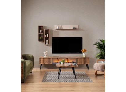 Woonkamer wandmeubel Ontwerper RTV-Lowboard TV-rek Hangende planken 3-delige set