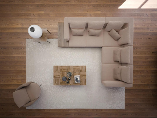 Ontwerperset woonkamerset bankstel L-vorm met salontafel inrichting