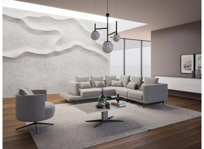 Zitmeubelen luxe hoekbank L-vorm woonkamer grijs bank salontafel