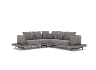 Woonkamer Grijs Textiel Bank L-vorm Designer Luxe Bankstel