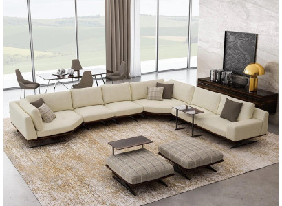 Luxe hoekbank L-vorm Luxe banken 2x bijzettafel 2x kruk set Nieuw