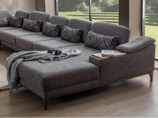 Ontwerp hoekbank U-vorm bank Modern textiel bekleding Grijs meubilair Nieuw