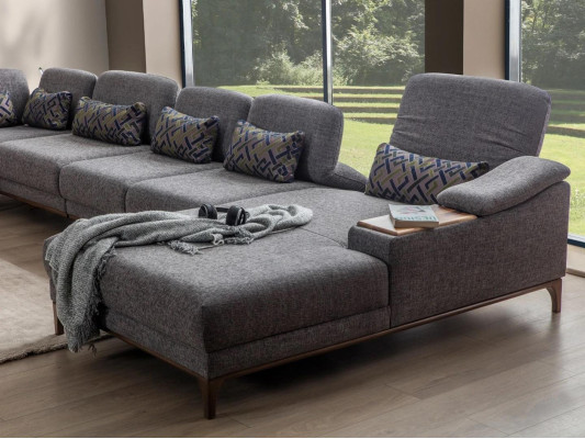 Ontwerp hoekbank U-vorm bank Modern textiel bekleding Grijs meubilair Nieuw