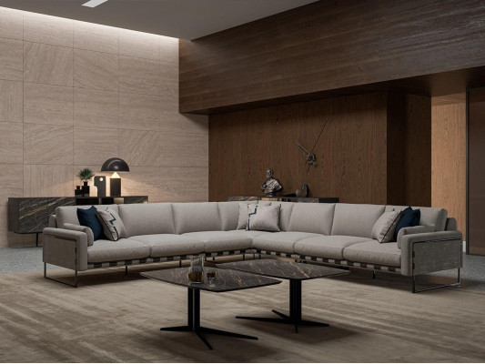 Woonkamer compleet 3-delige hoekbank luxe bank L vorm nieuw 2x salontafel