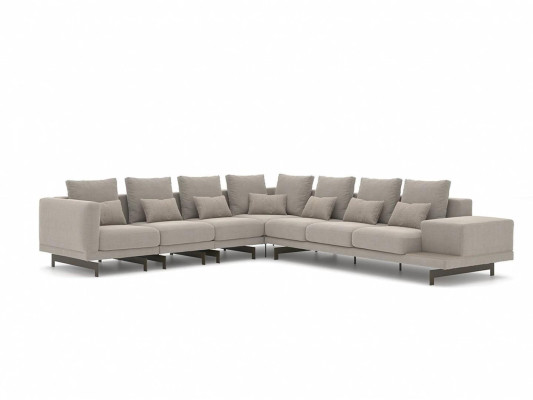 Designer Bank Bank Hoekbank L-vorm Textiel Bekleding Set Woonkamer Salontafel
