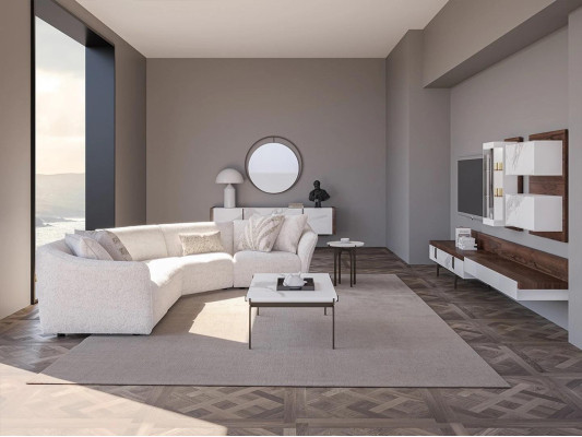 Luxe set hoekbank L-vorm gestoffeerd woonkamer salontafel Nieuw Bijzettafel