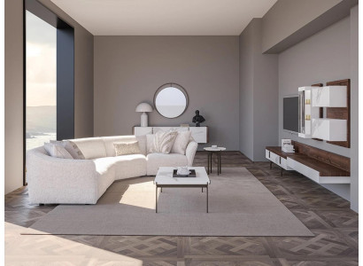 Luxe set hoekbank L-vorm gestoffeerd woonkamer salontafel Nieuw Bijzettafel