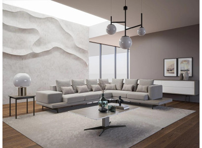 Zitbank Grijs Bank L-vorm Design Hoekbank Nieuwe Woonkamer Salontafel