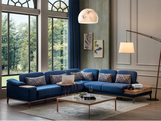 Hoekbank L-vorm Bank Bankontwerp Woonkamer Beklede Textiel Moderne Hoekcombinatie