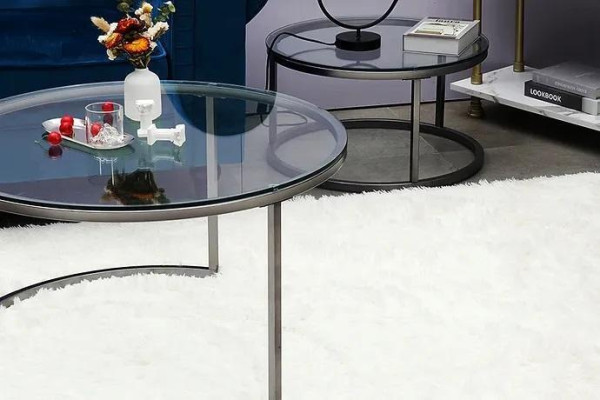 Salontafels 2-delige glazen tafelblad metalen gouden woonkamermeubels