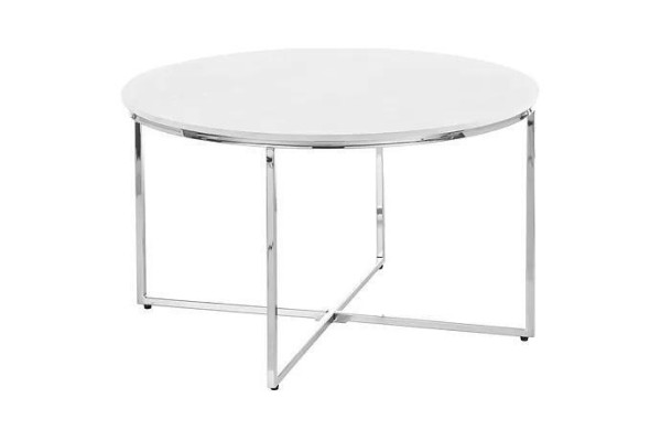 Luxe witte salontafel poten van wit metaal zilverkleurig woonkamer nieuw