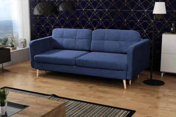 Slaapbank Luxe Designer Bank 3-zits Meubels Bekleding Textiel Blauwe Bank Hoek