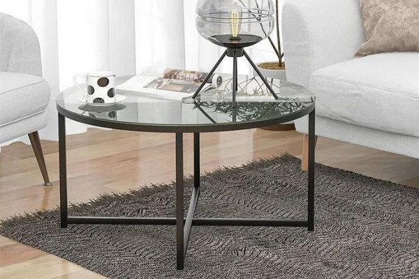 Salontafel Luxe woonkamer eetkamermeubilair Glas + Metaal zwart van hoge kwaliteit