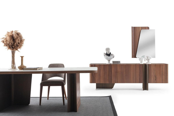 Eetkamer 7-delig modern set Eettafel Dressoir Buffet Spiegel Stoelen