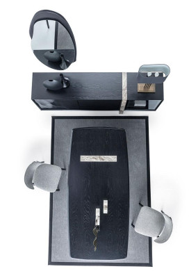 Eetkamer 7-delig set Eettafel Dressoir Spiegel 4x stoelen Modern design