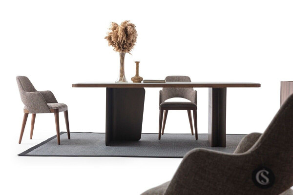 Eetkamerset 5-delig. Eettafel 4x Stoelen Modern Ontwerp Bruin Luxe Set