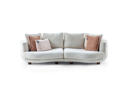 Ontwerper Modern Woonkamer 3-Zits Bank Wit Effen Luxe Stijl Stoffen Bankstel