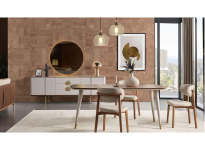 Perfecte 9-delige eetkamer set met eettafel, 6 stoelen en dressoir Nieuwste