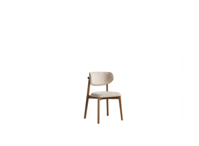 Stijlvolle comfortabele eetkamerstoel in beige van kwaliteitshout.