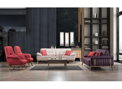Stijlvol Meerkleurig Set in Woonkamer Set 2x 3-zitsbanken en 2x fauteuils