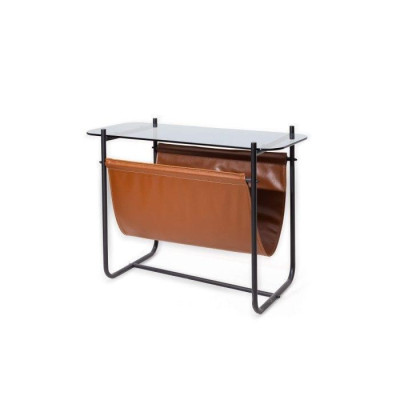 Stijlvolle bijzettafel met glazen blad in de kleur bruin, meubels voor de woonkamer.