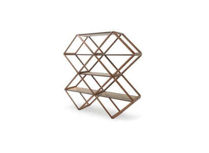 Ruime kast met planken, bruine kleur, luxe woonkamermeubels.