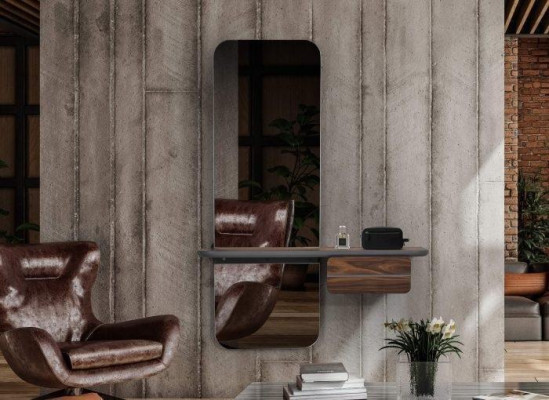 Luxe spiegel met rek voor de gang Moderne spiegel met verlichting