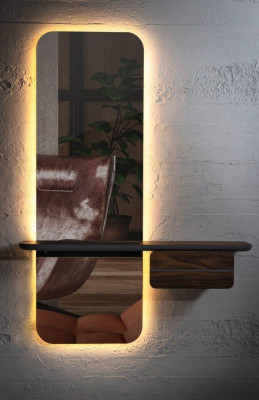 Luxe spiegel met rek voor de gang Moderne spiegel met verlichting