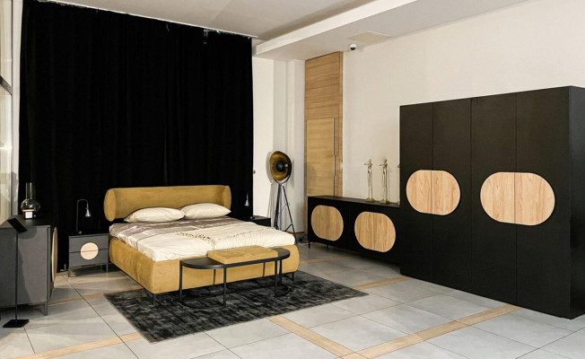 Bed Geel Mooi Ontwerp Modern Slaapkamer Tweepersoonsbedden Elegant Meubilair