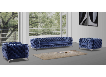 Bank Chesterfield Bank Bekleding XXL Big Set Stof 3+3 ontwerpcouches