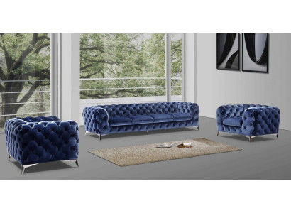 Sofa Chesterfield Bank Bekleding XXL Grote Set Stof 4+1+1 ontwerper
