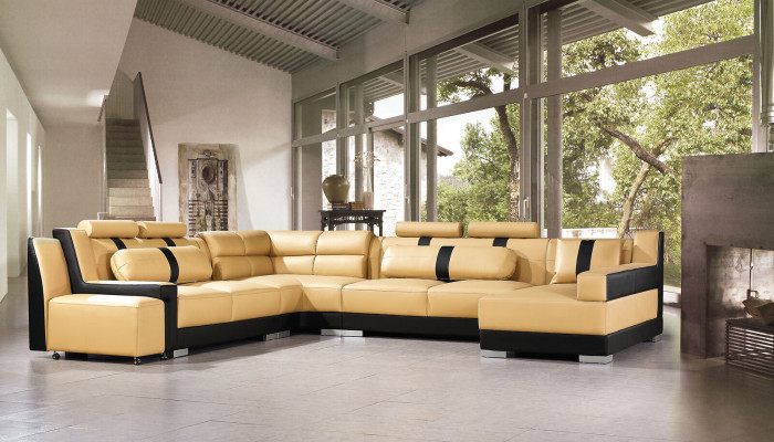 Leder bank bank Bekleding Hoek U Vorm Woonlandschap Hoekbank Sofa's