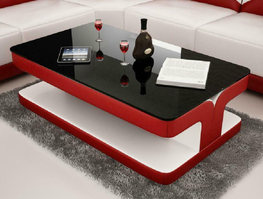 Salontafel Ontwerp Woonkamer Lederen Koffie Glas Bank Bekleding Bijzettafel