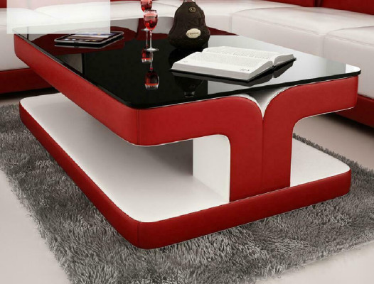 Salontafel Ontwerp Woonkamer Lederen Koffie Glas Bank Bekleding Bijzettafel