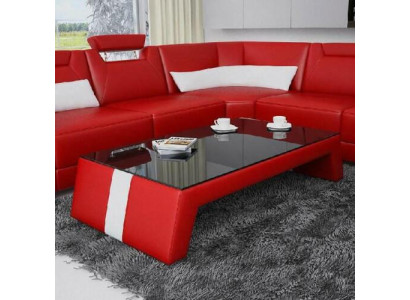 Moderne woonkamertafel salontafel tafel bijzettafel glas gestoffeerd leer tafels