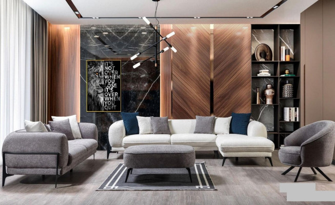 Fauteuil luxe eenzitter bank textiel bank bekleding meubilair grijs banken stof textiel