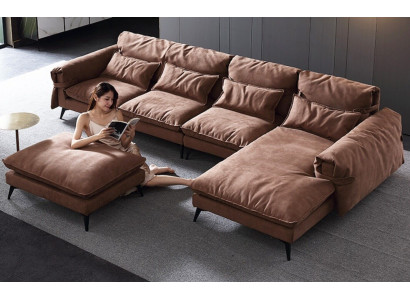 Luxe modern hoekbank L-vormige bekleding woonkamer woonlandschap