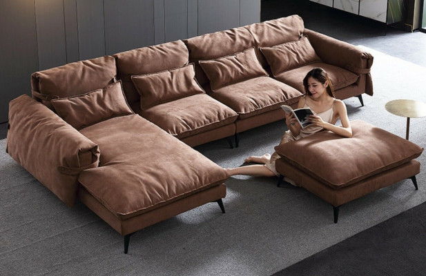 Luxe modern hoekbank L-vormige bekleding woonkamer woonlandschap