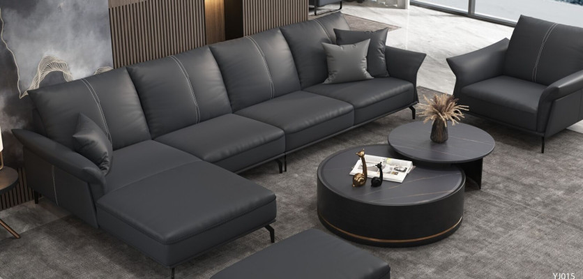 Bank hoekbank L-vorm fauteuil salontafel poef hoekbank 3-delig. Modern