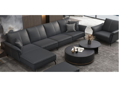 Bank hoekbank L-vorm fauteuil salontafel poef hoekbank 3-delig. Modern