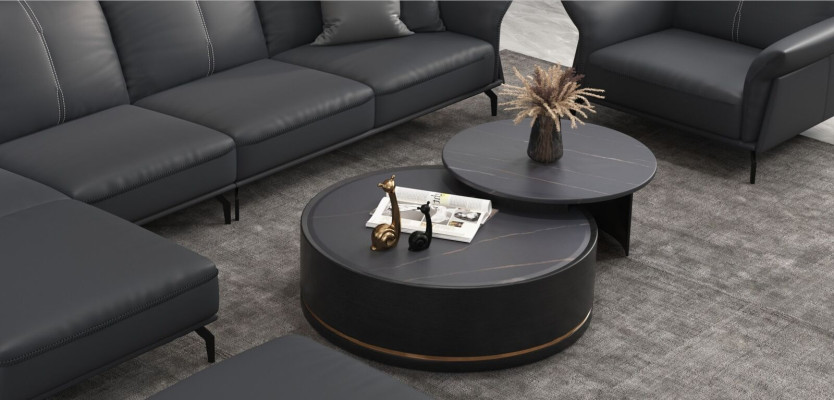 Bank hoekbank L-vorm fauteuil salontafel poef hoekbank 3-delig. Modern